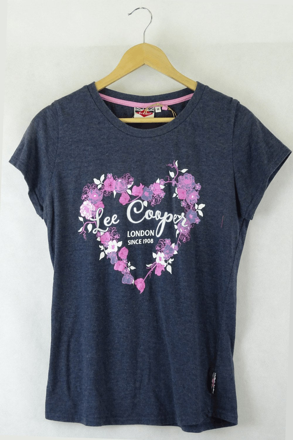 Lee Cooper Floral Logo Grey T-shirt 14