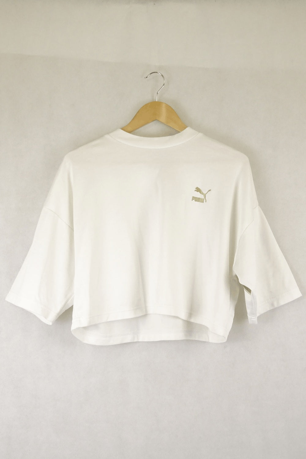 Puma White Cropped Top With Logo S