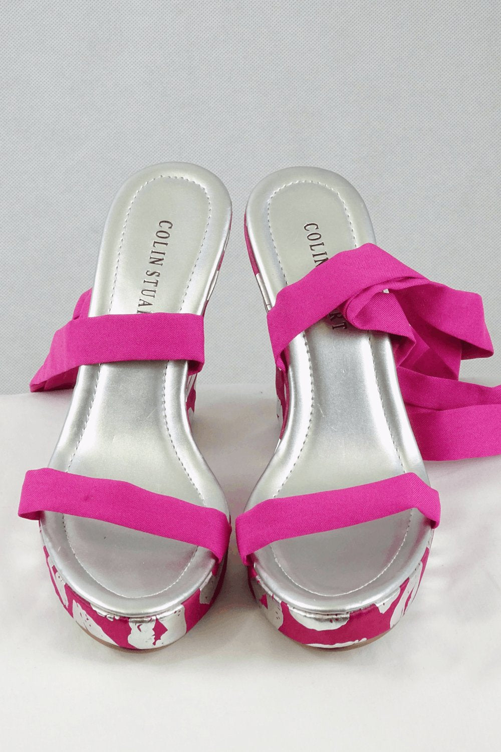 Colin Stuart Silver And Pink Wedges 6.5