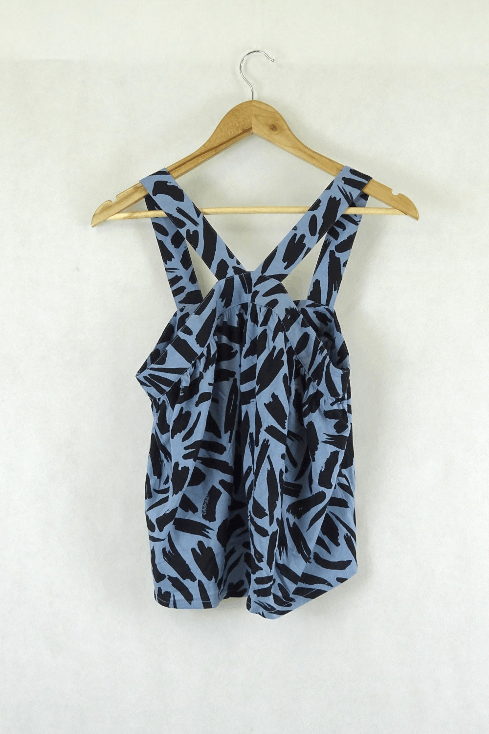 Witchery Blue And Black Drape Strap Flowy Tank Xs