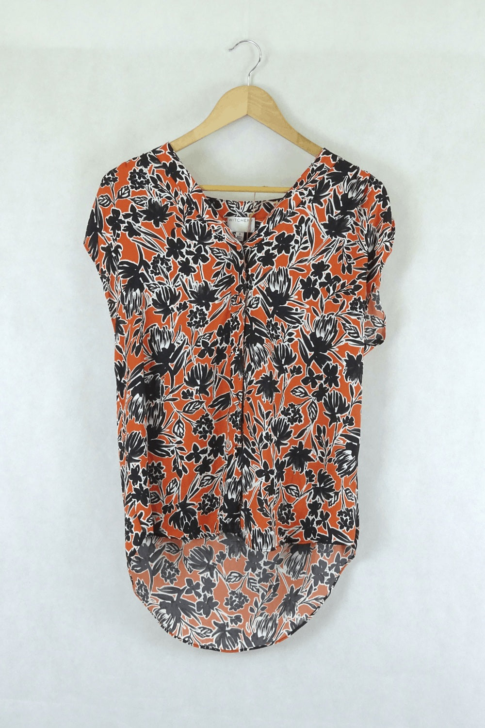 Witchery Coral Floral Print Sleeveless Blouse 8