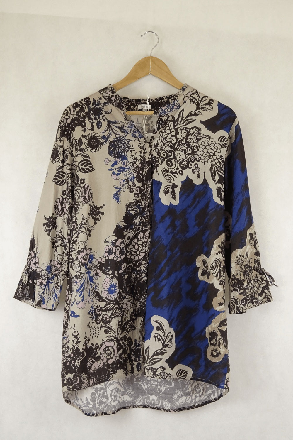 Heine Patterned Brown And Blue Top S