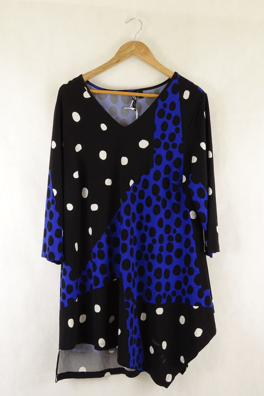 Taking Shape TSBlack And Blue Polka Dot Top S