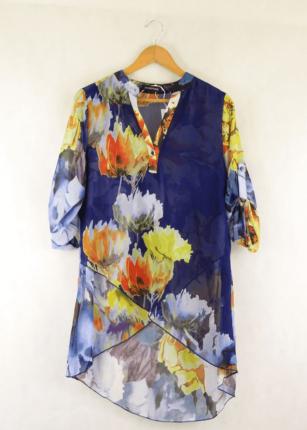 Whispers Floral Blue And Yellow Top S