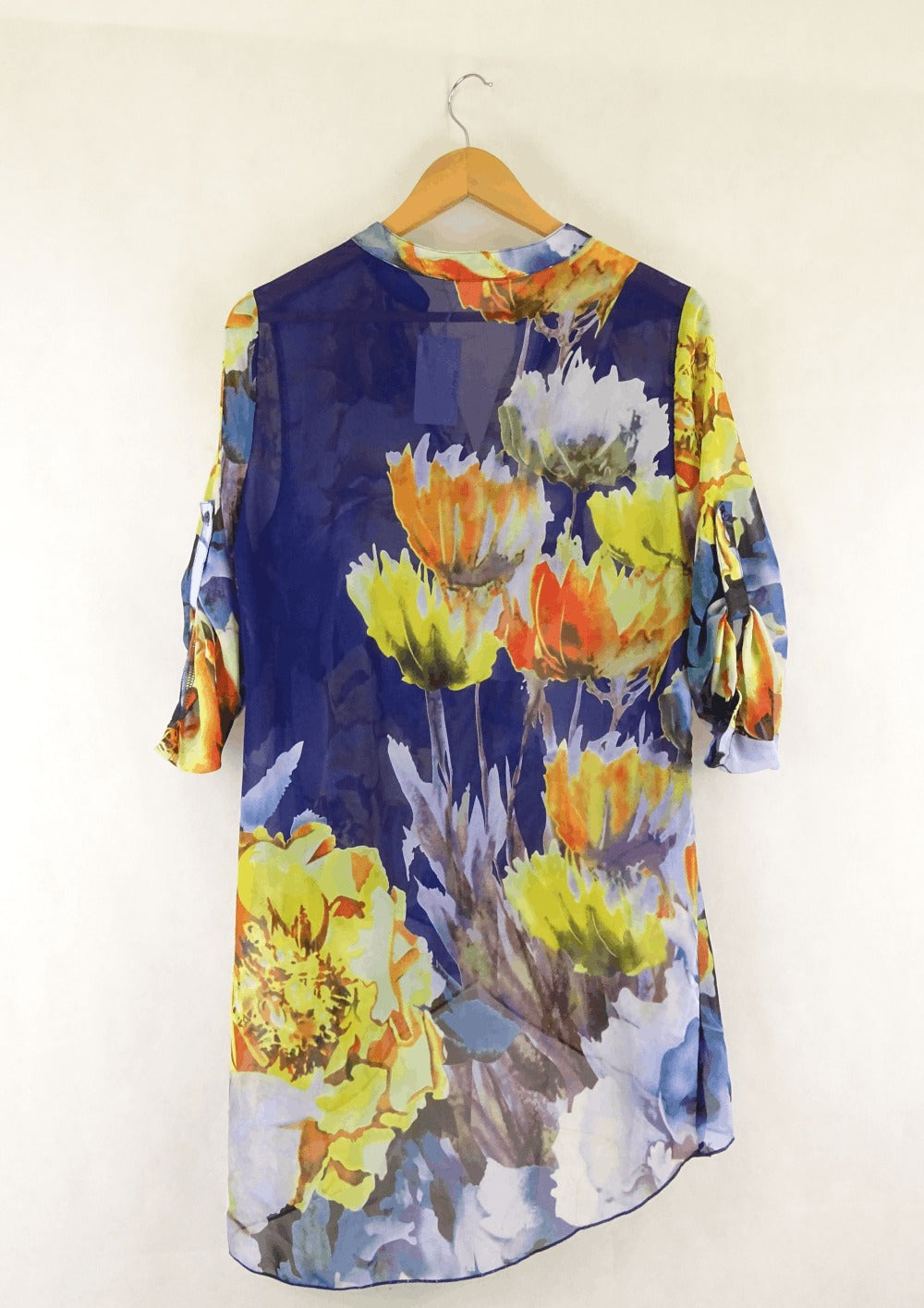 Whispers Floral Blue And Yellow Top S