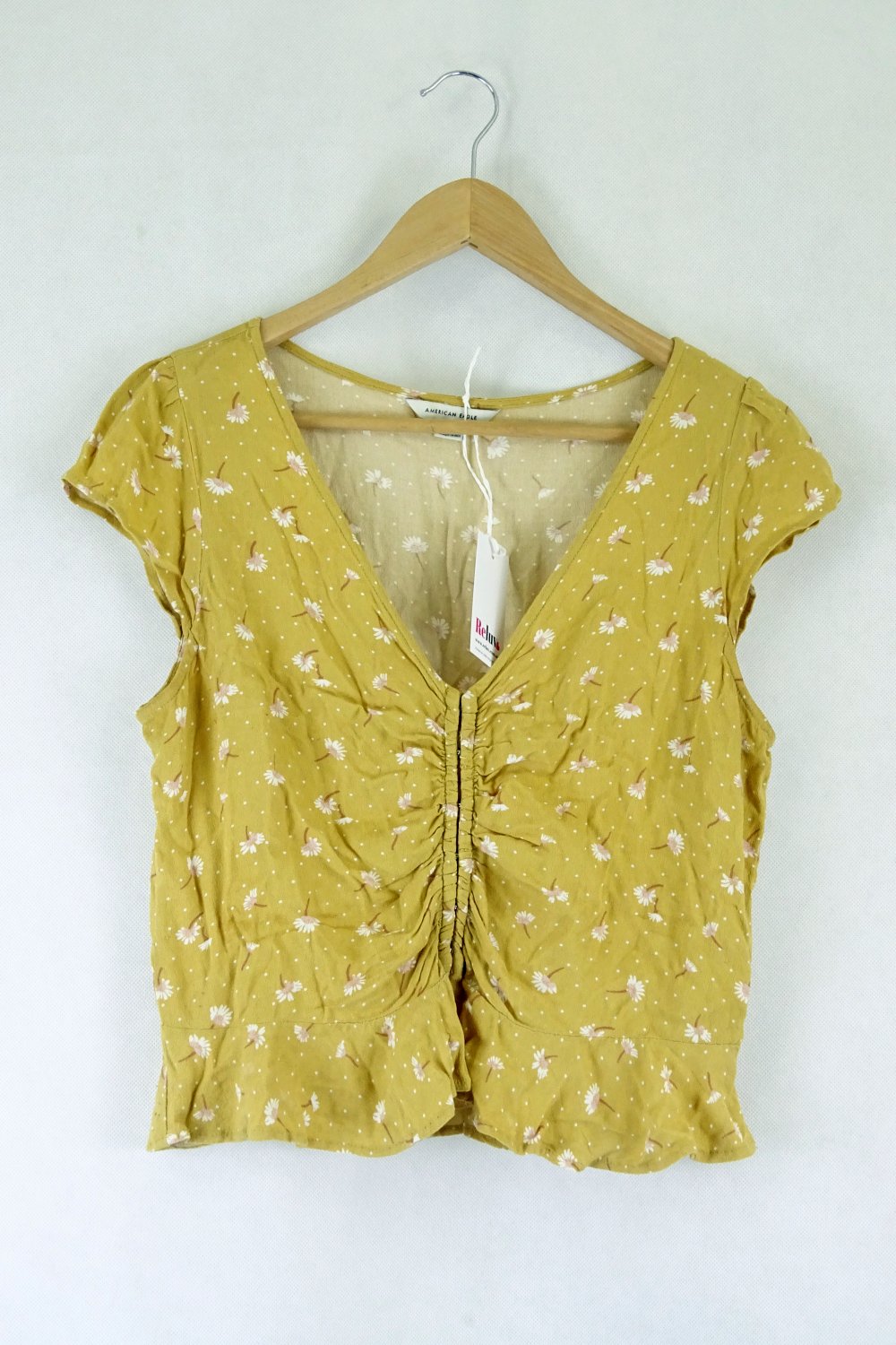 American Eagle Yellow Floral Top S