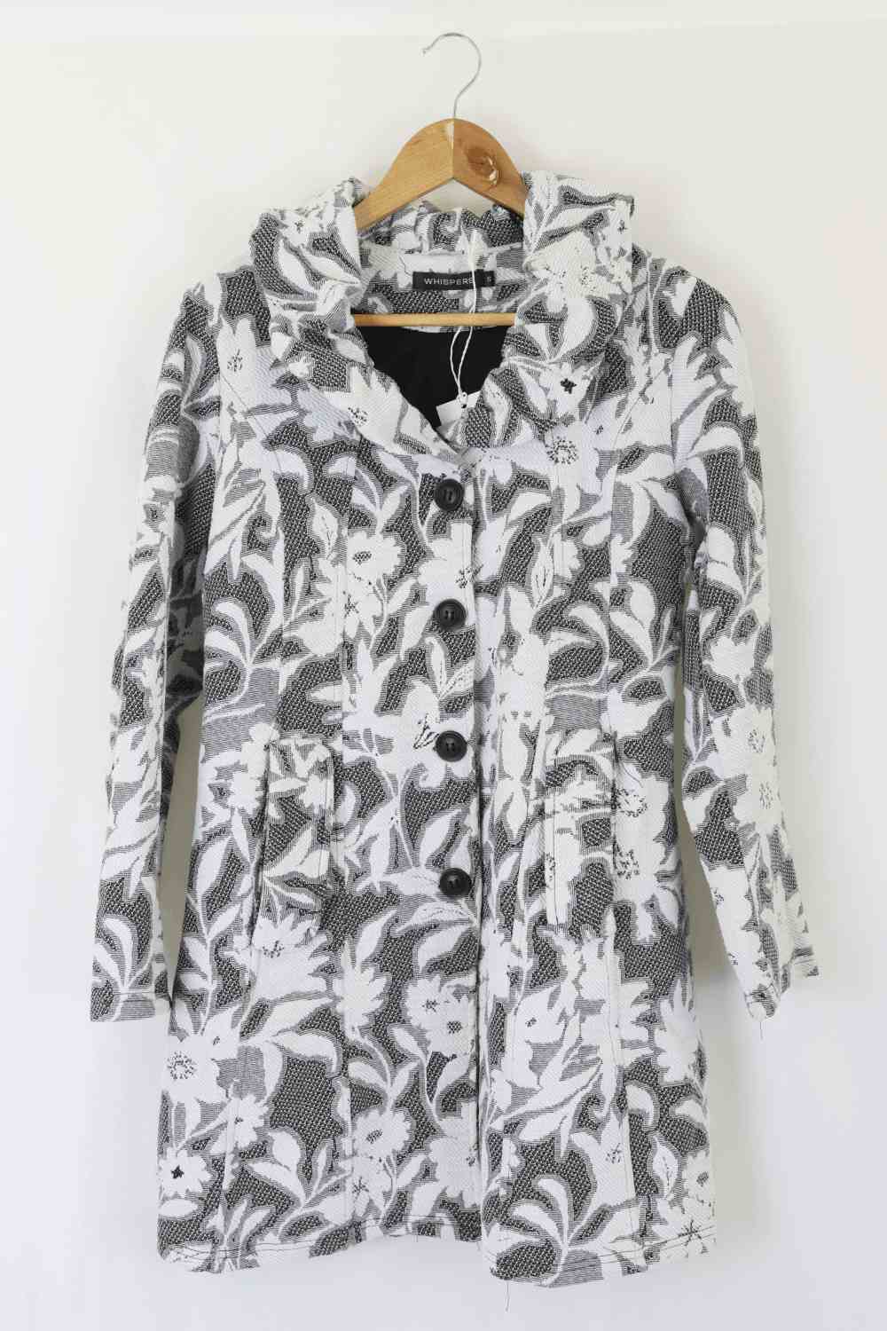 Whispers Black And White Floral Coat S