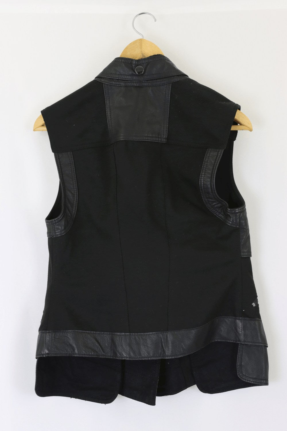 Verge Black Leather Look Vest XS