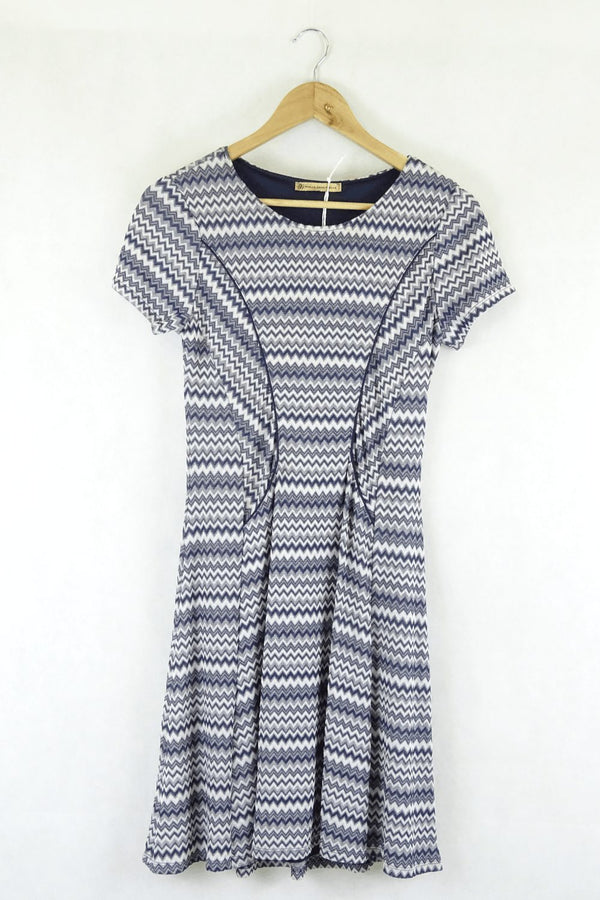 Maille Demoiselle Pattern White And Blue Dress S - Reluv Clothing Australia