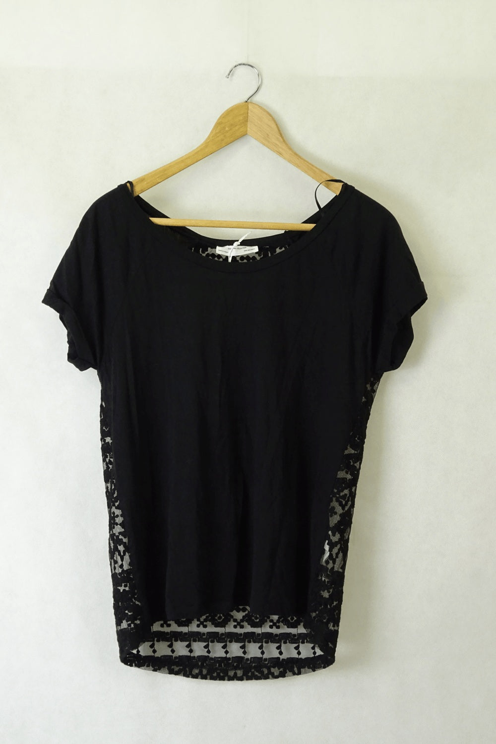 Zara Black Lace T-Shirt M