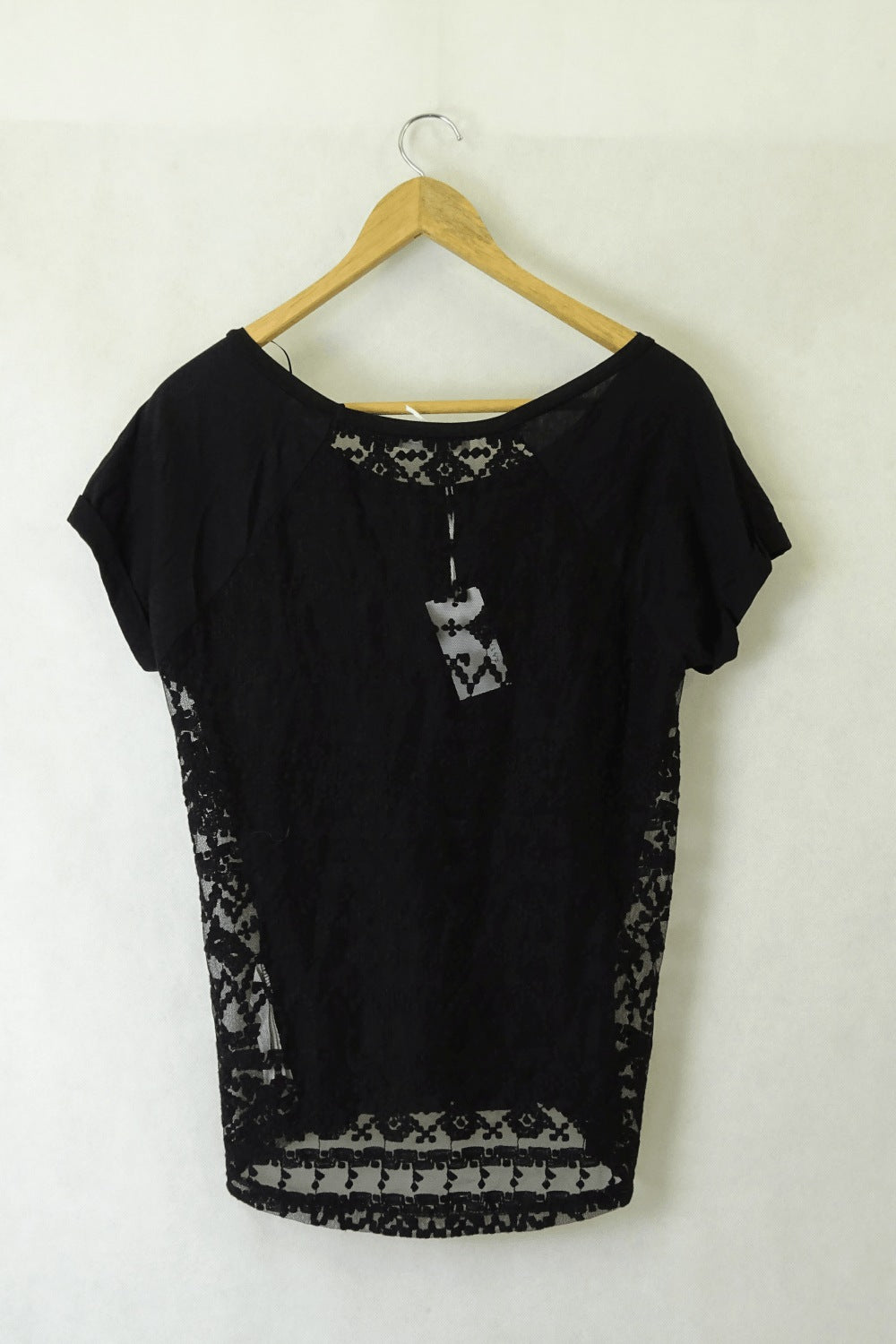 Zara Black Lace T-Shirt M