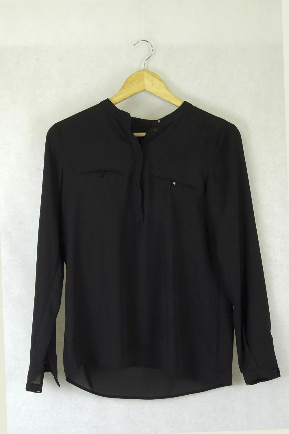 Mango Black Button Down Blouse Xs