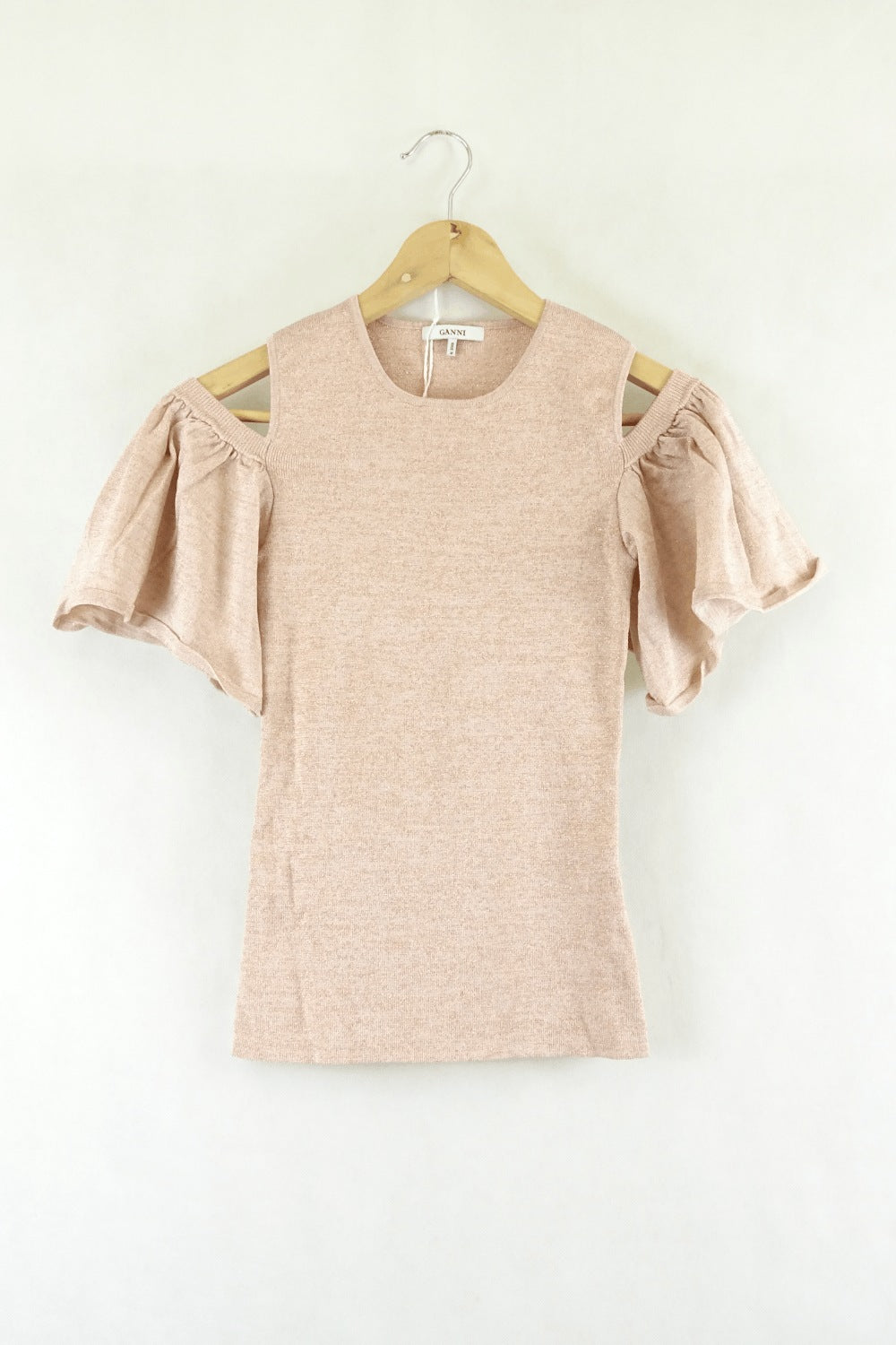 Ganni Pink Cold Shoulder Knit S