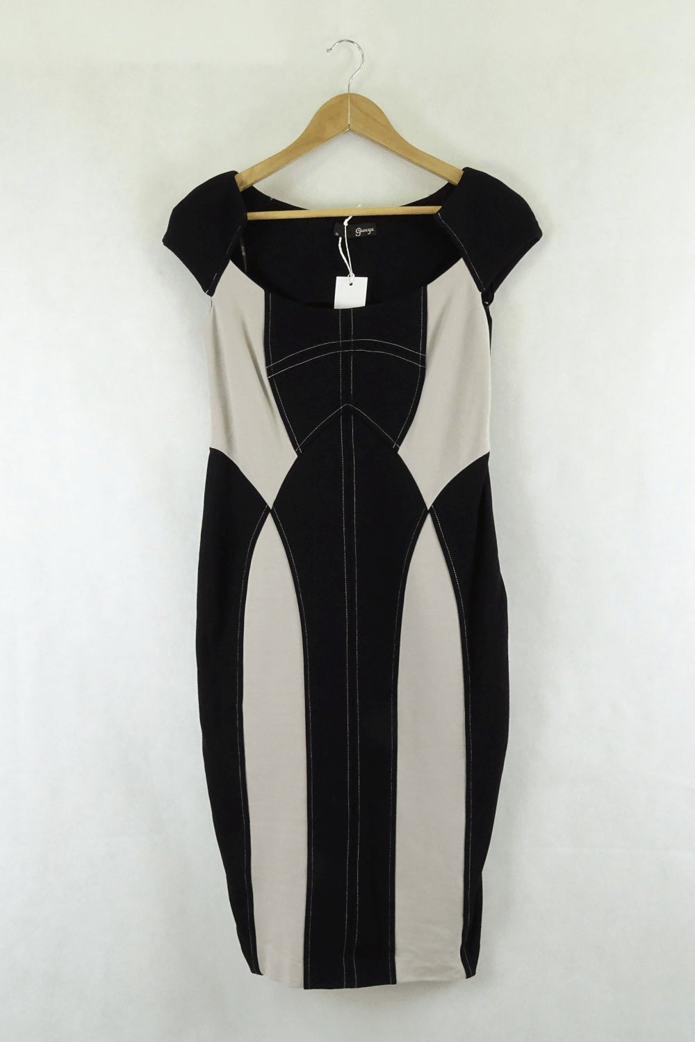 George Black & Taupe Bodycon Dress 10