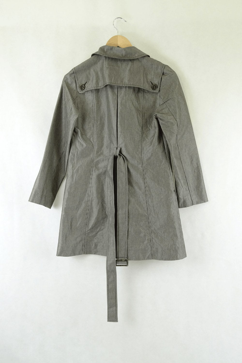 Cue Black And White Checked Trenchcoat 6