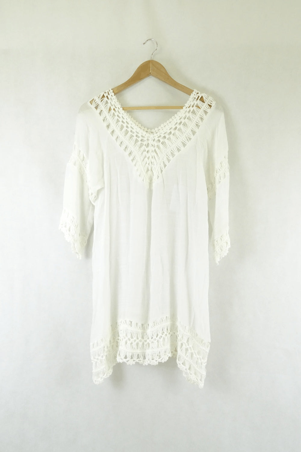 Lace Crochet Top White S