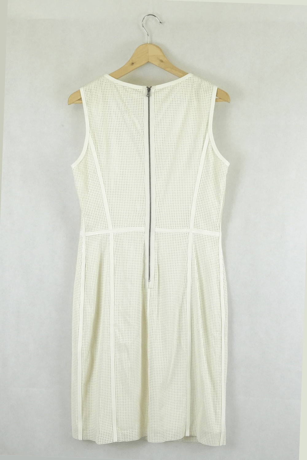 Tahari White Laser Cut Dress S