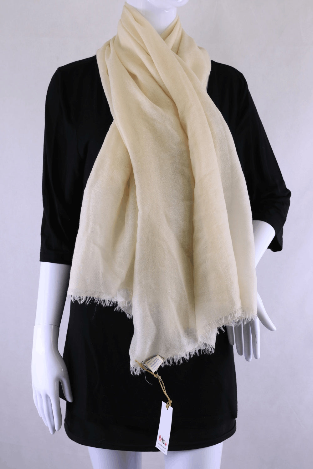 Mirror In The Sky Cream Cashmere Scarf