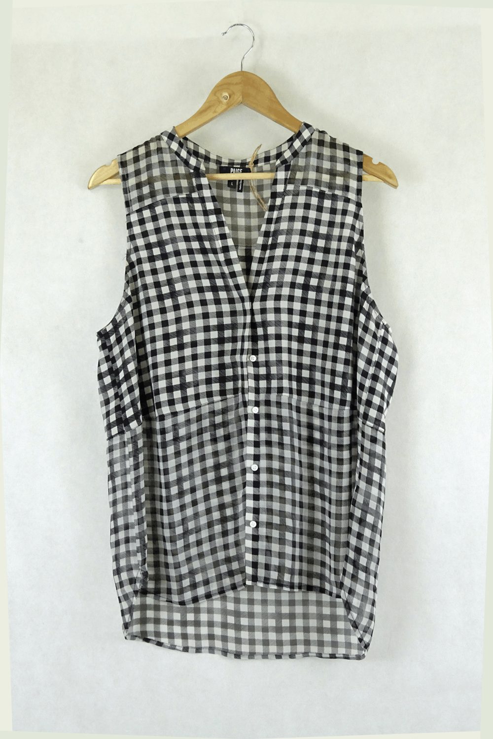 Paige Check Button Down Top Black And White L