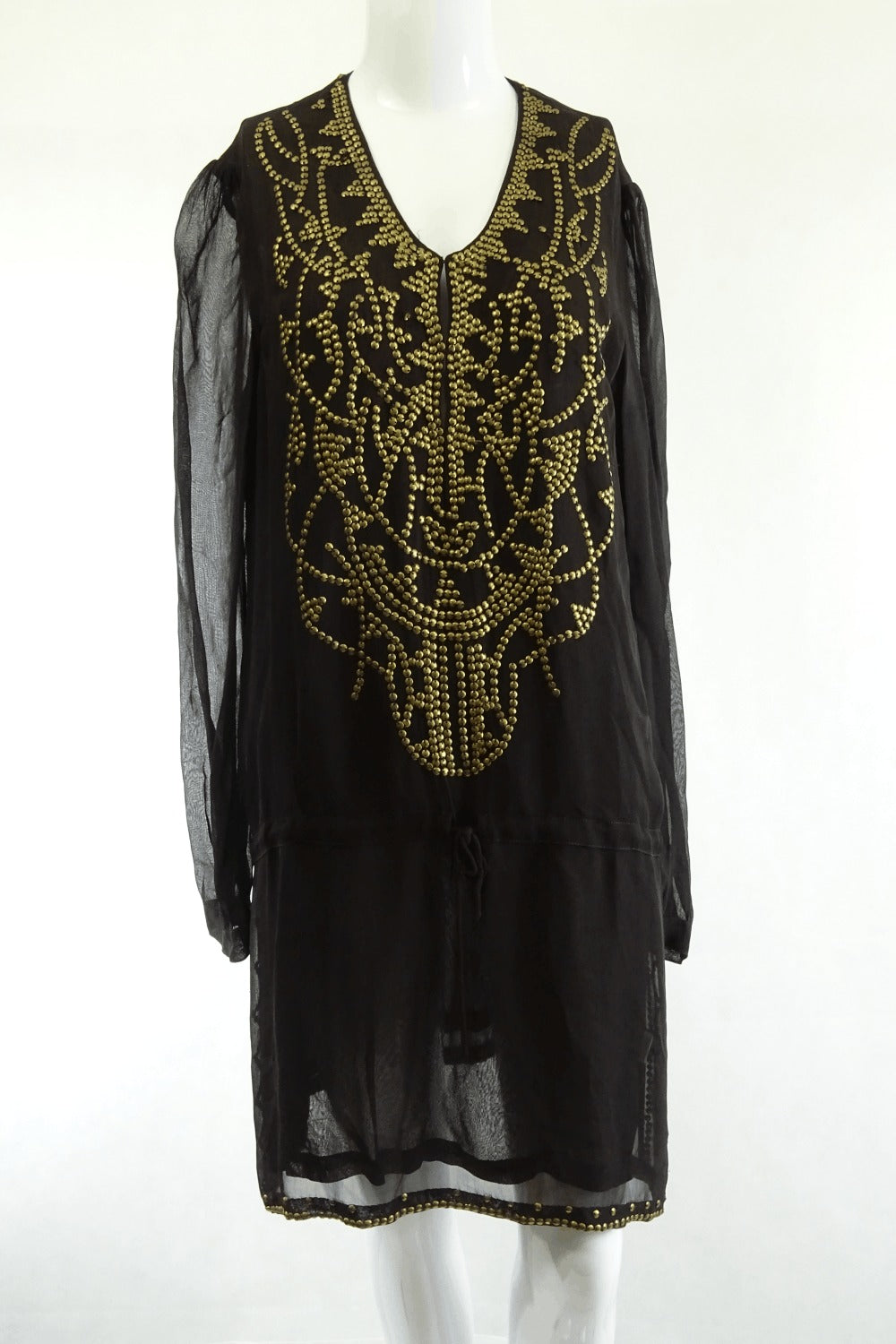 Antik Batik Black Dress With Gold Studs L