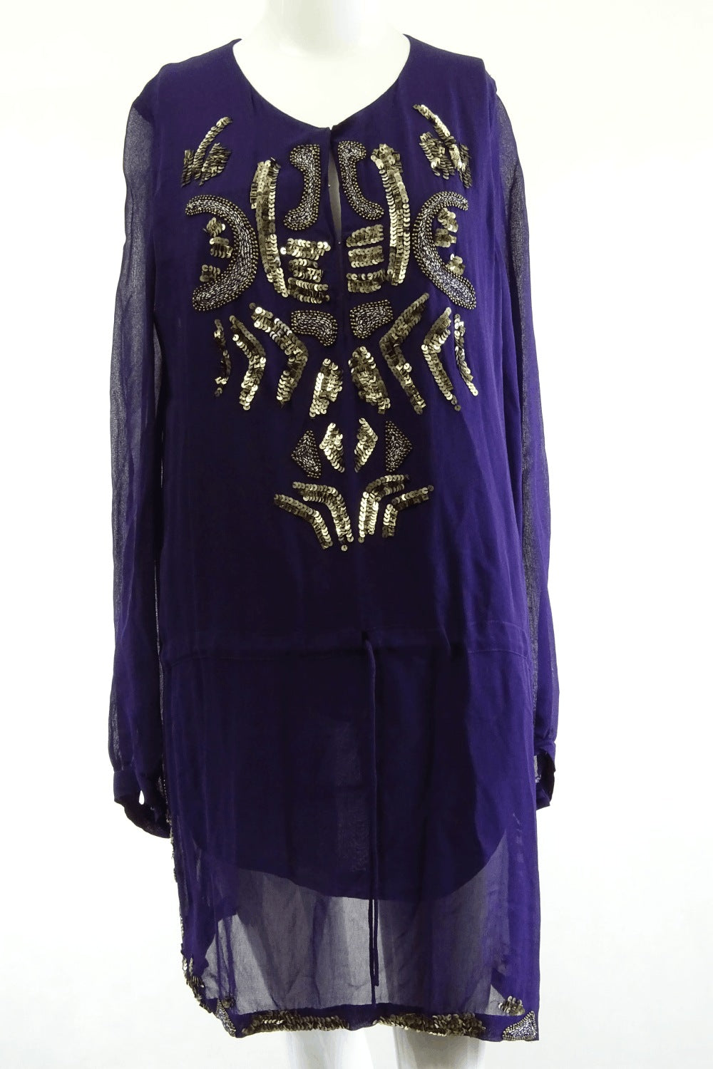 Antik Batik Purple Dress With Sequin Pattern L