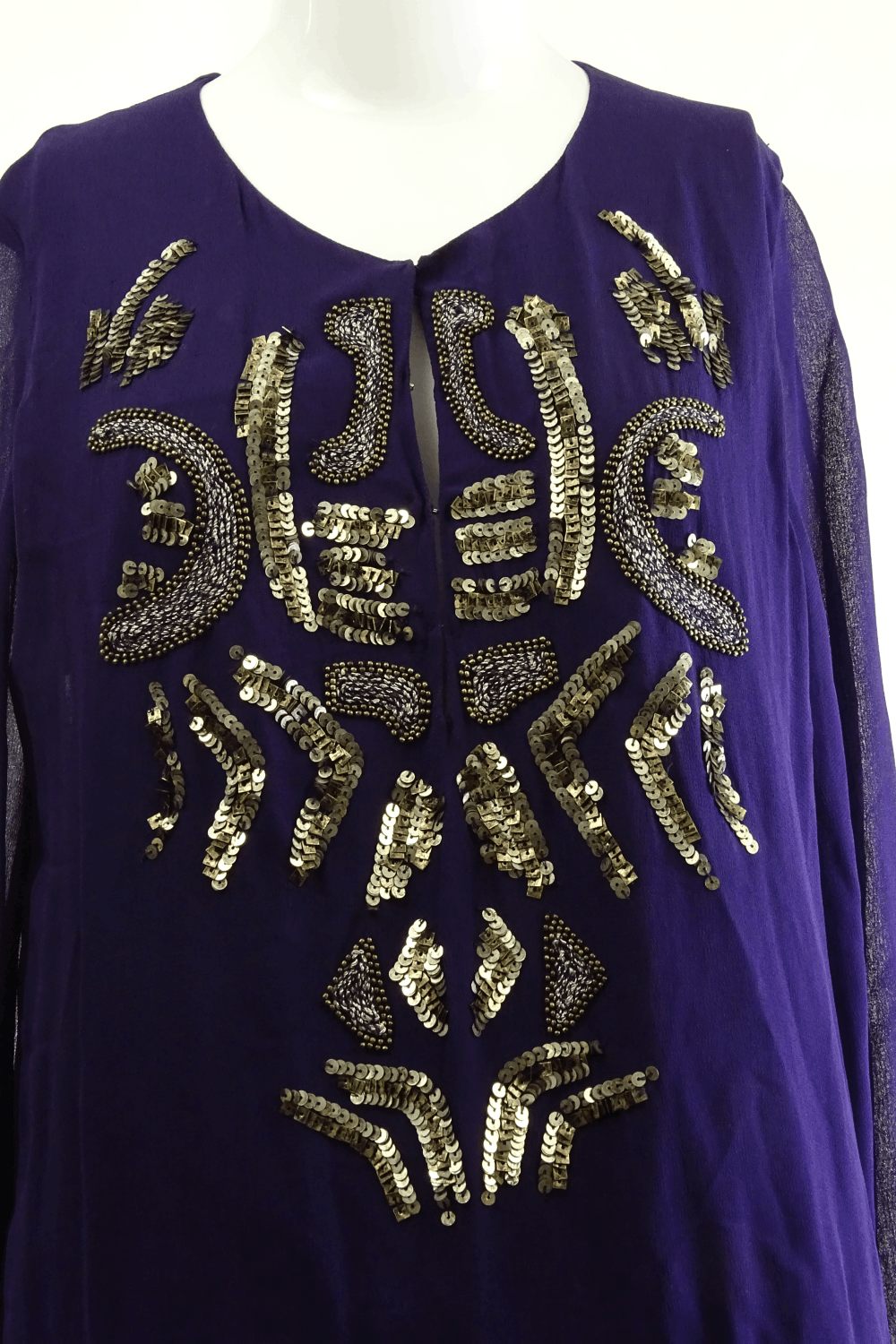 Antik Batik Purple Dress With Sequin Pattern L