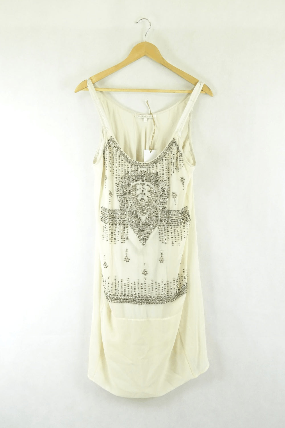 Burning Torch Cream Dress With Studs And Crystals Throughout The Dress L