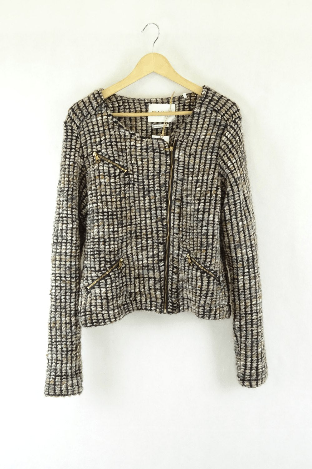 Rich &amp; Royal Grey And Blue Woven Jacket S