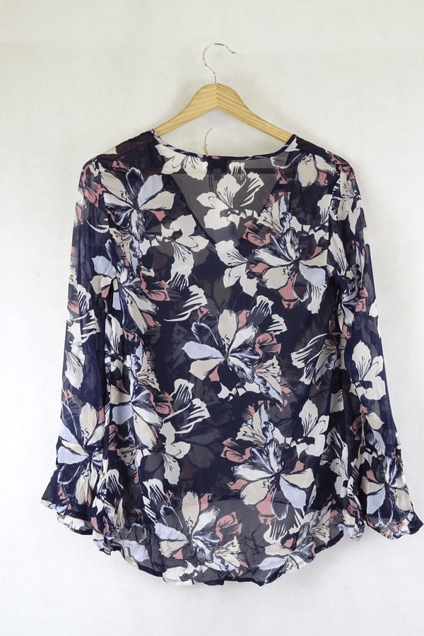 Witchery Floral Top Blue and Pink 6 - Reluv Clothing Australia