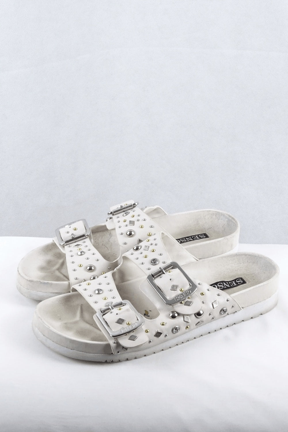 Senso White Sandals With Gem Stones 42