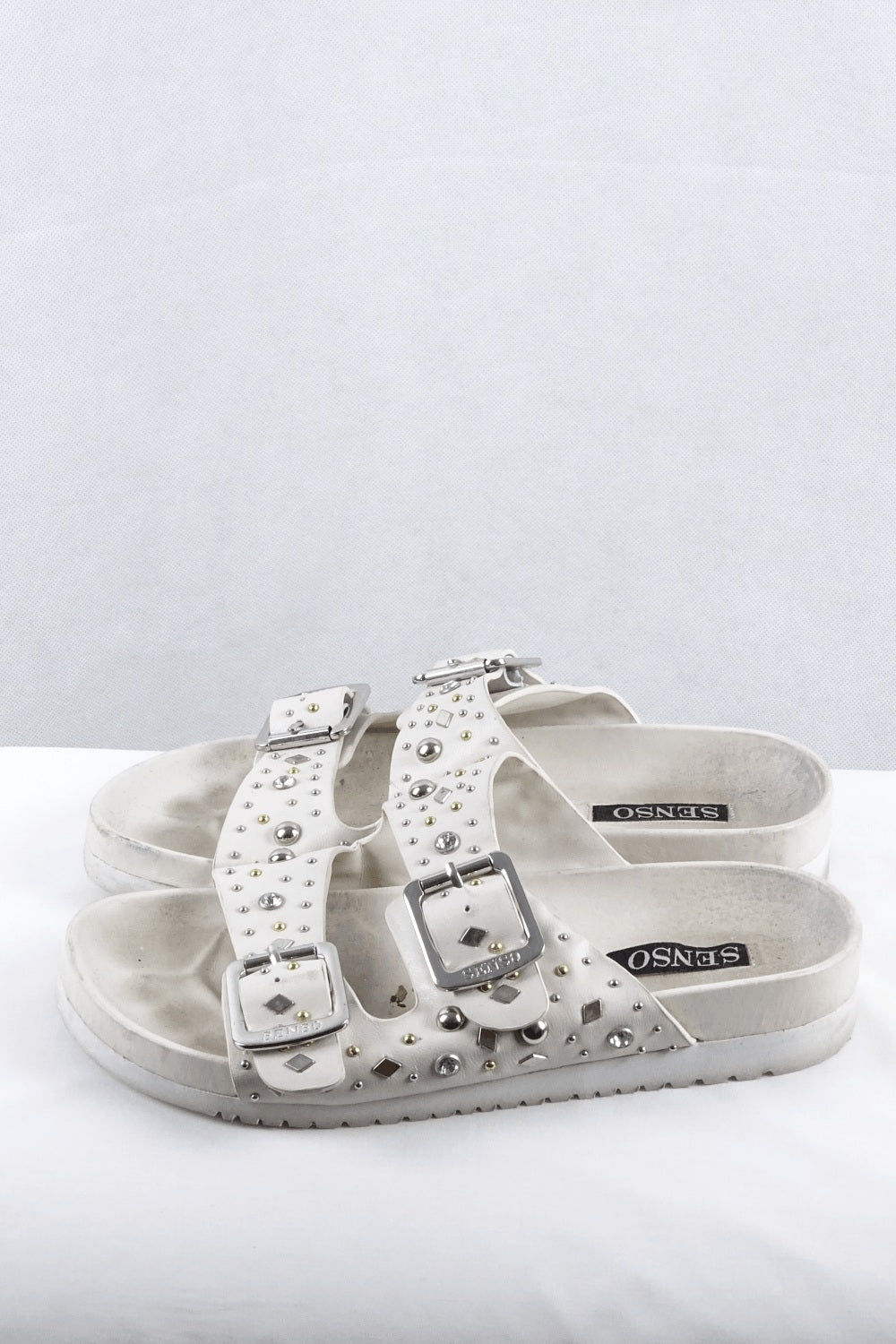 Senso White Sandals With Gem Stones 42