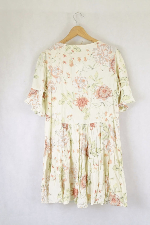 Jaase Cream Floral Dress S - Reluv Clothing Australia