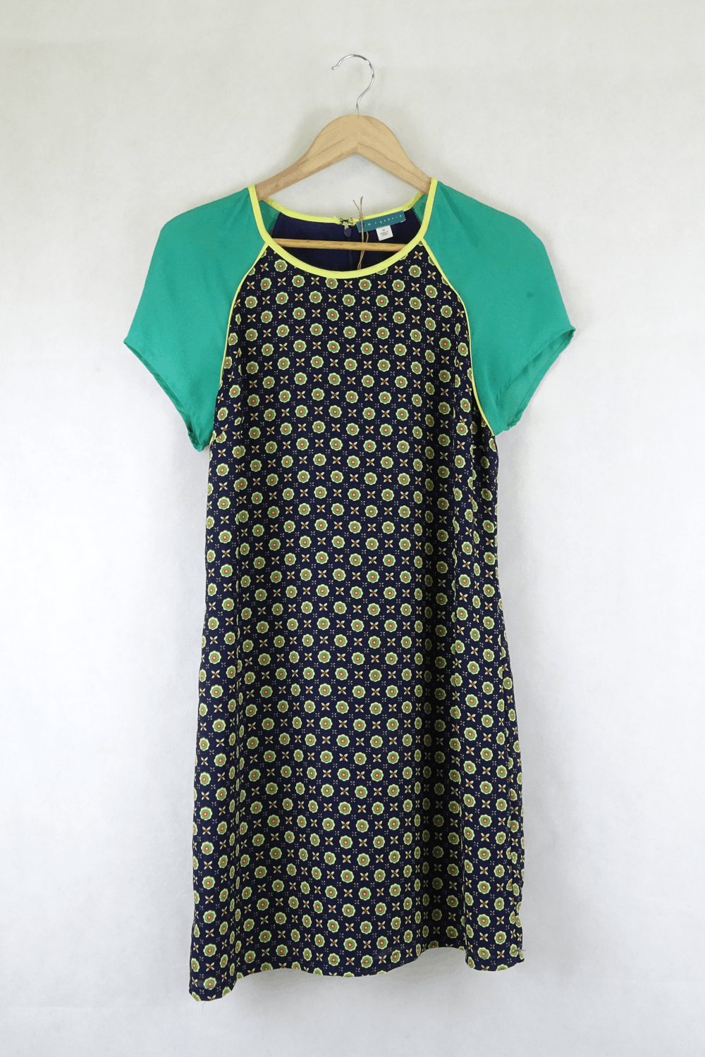 Pims + Larkin Patterned Green And Navy Dress M