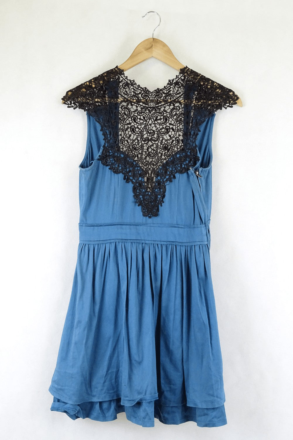 Angel Biba Blue Dress With Black Lace 10