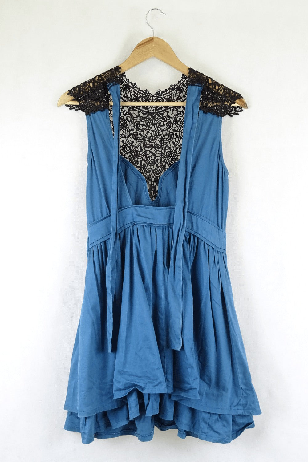 Angel Biba Blue Dress With Black Lace 10