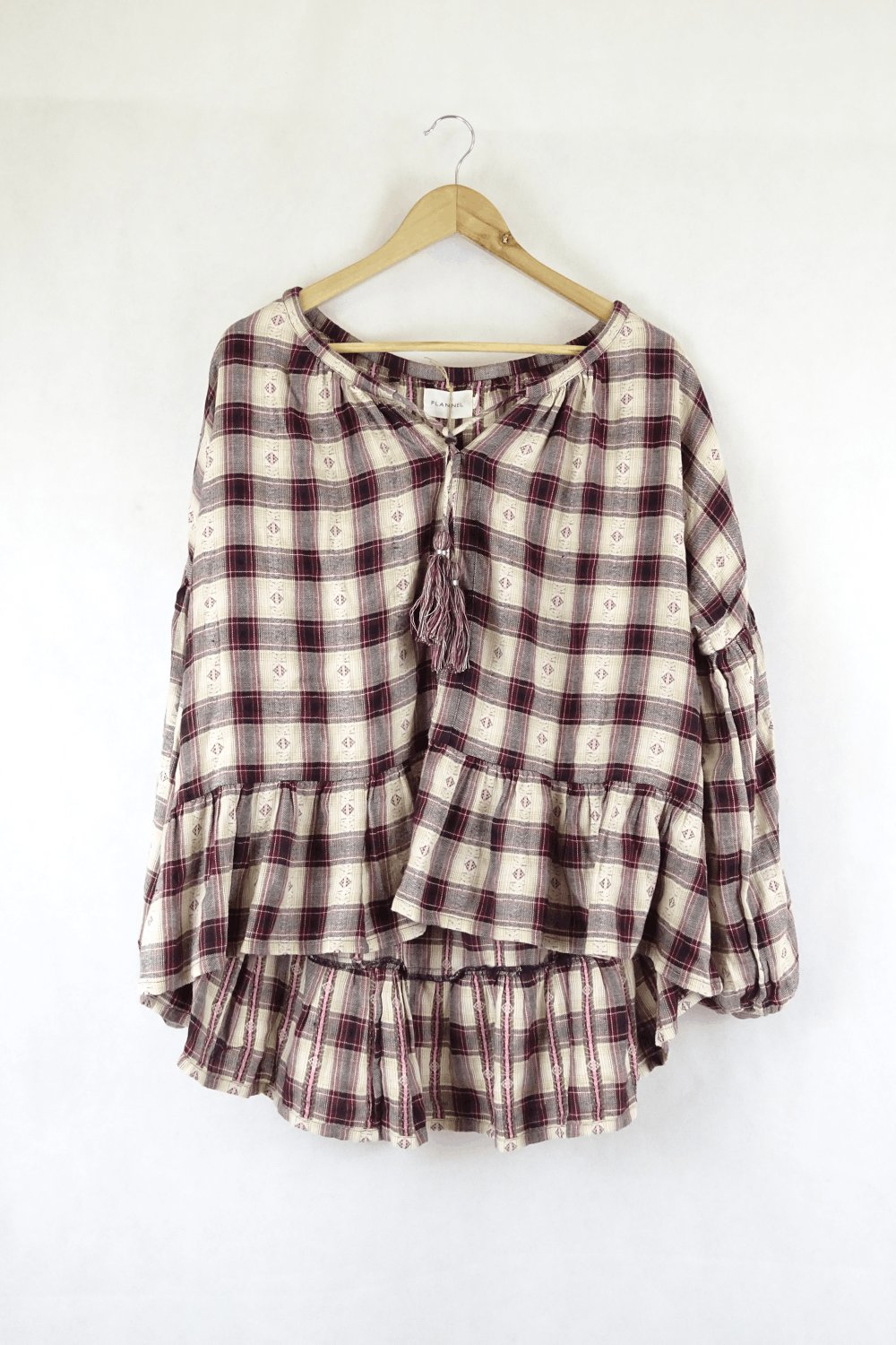 Flannel Brown And Burgundy Top S