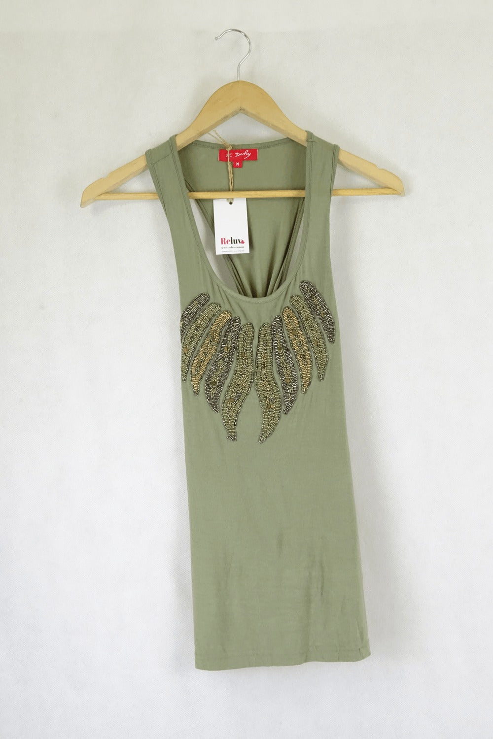 K Derhy Khaki Beaded Singlet M