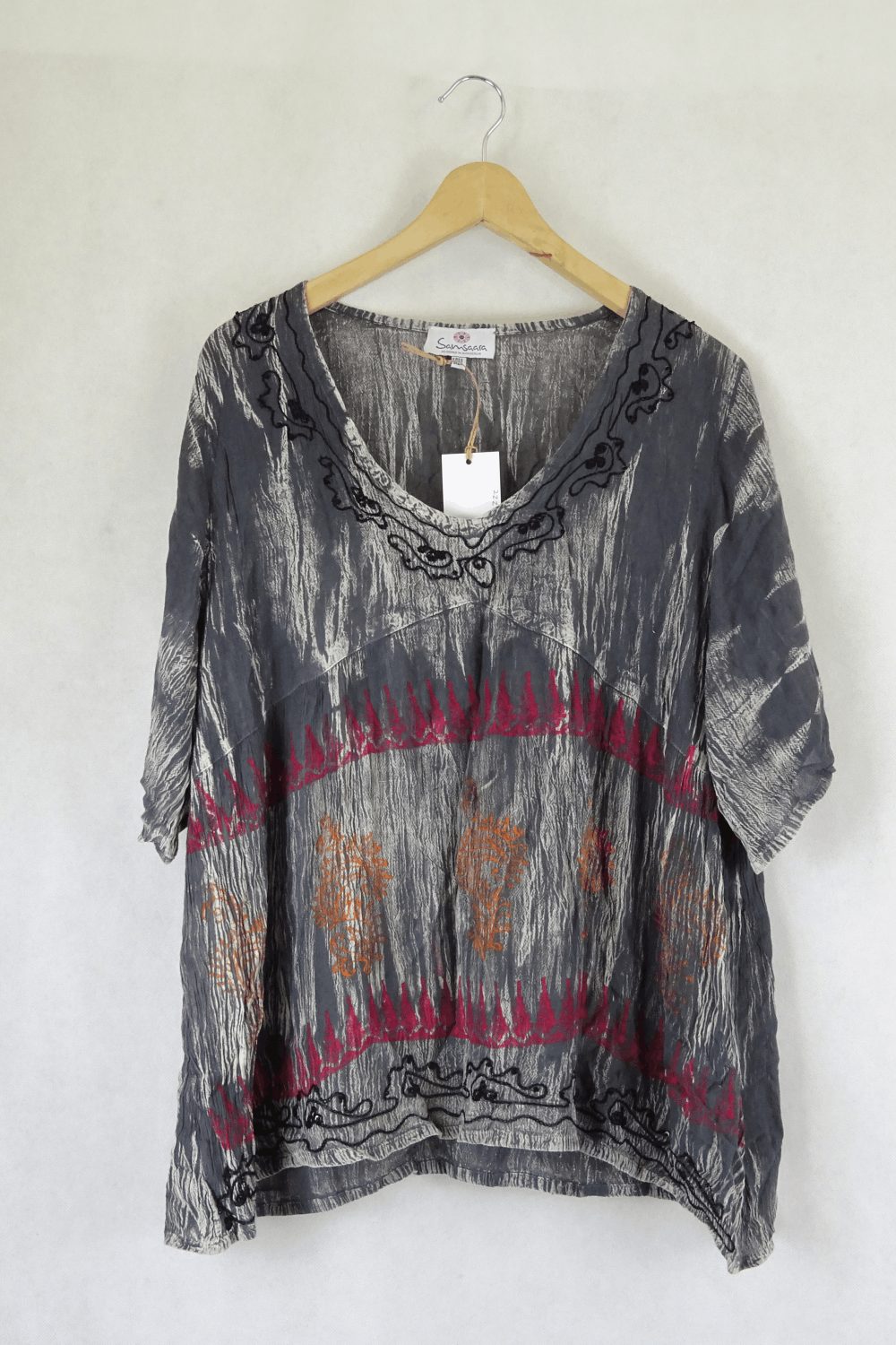 Samsara Grey Top With Embellishment One Size