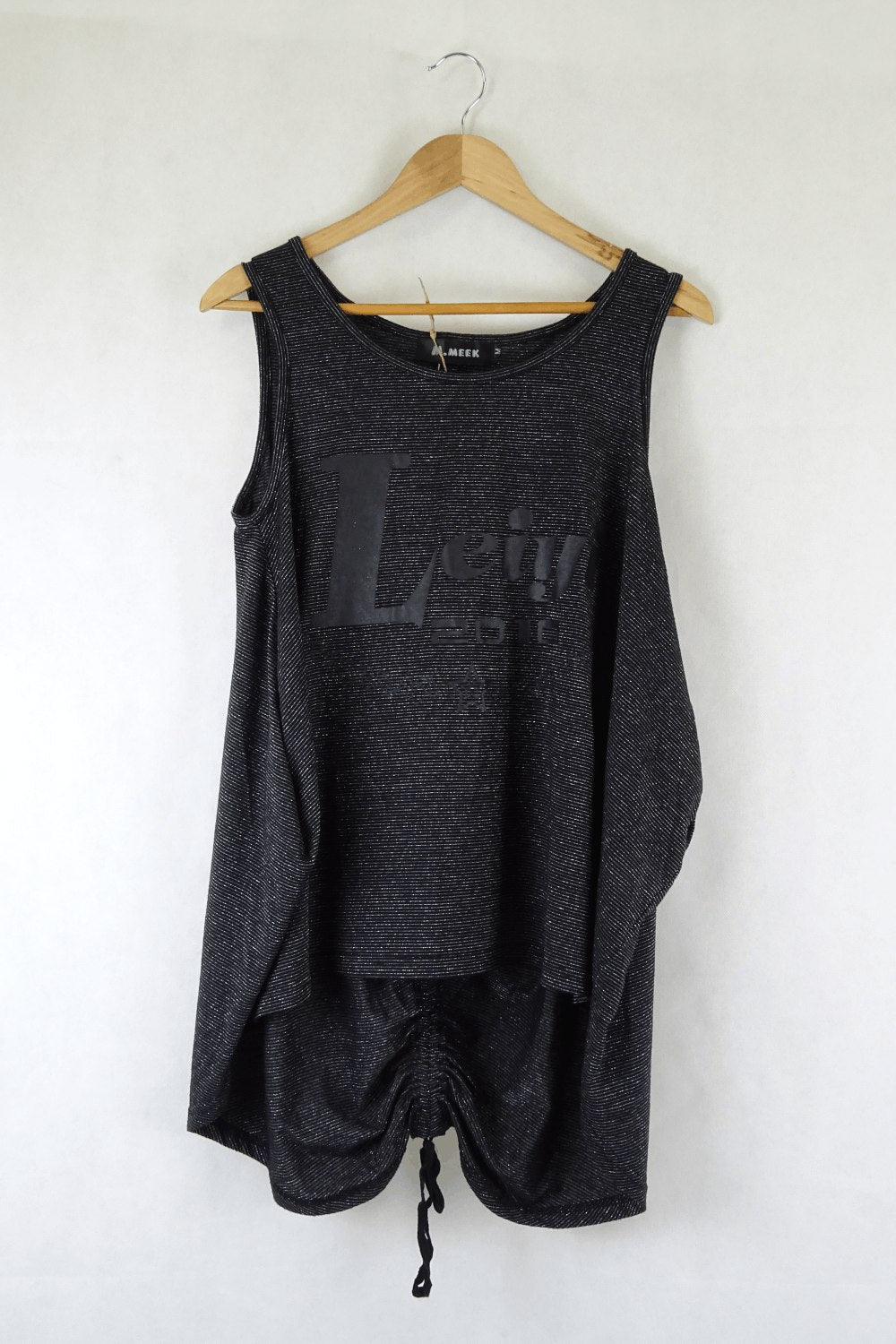 M.Meek Sparkle Striped Top Black M