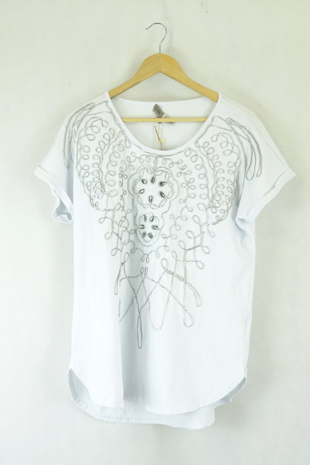 Café Latte Embroided Top Xl