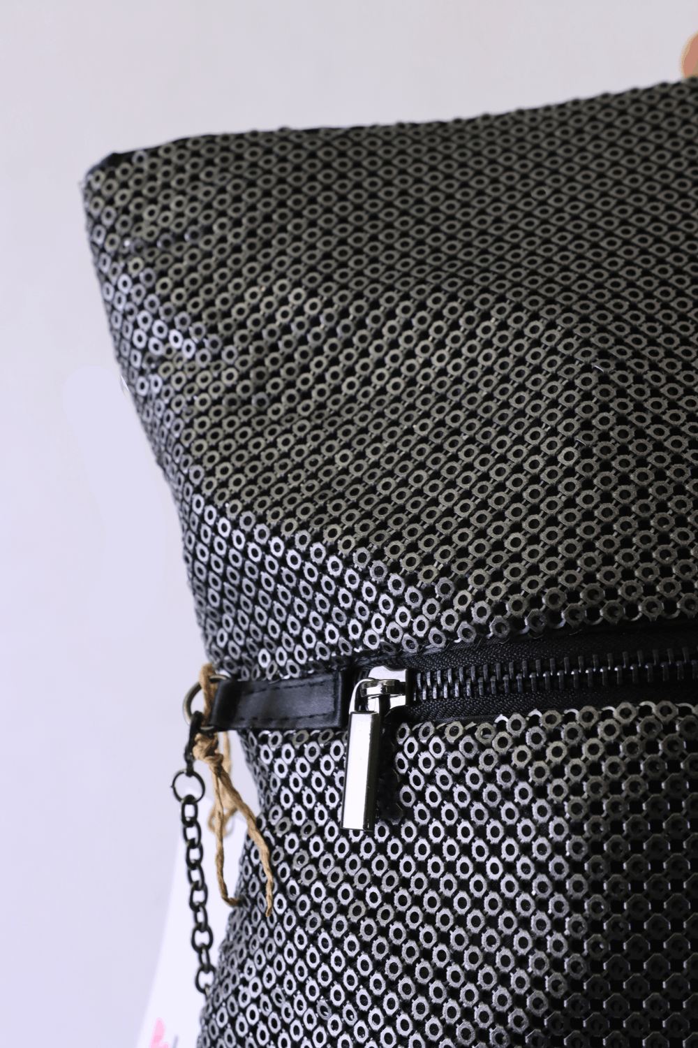 The Line Label Sequin Silver Bag