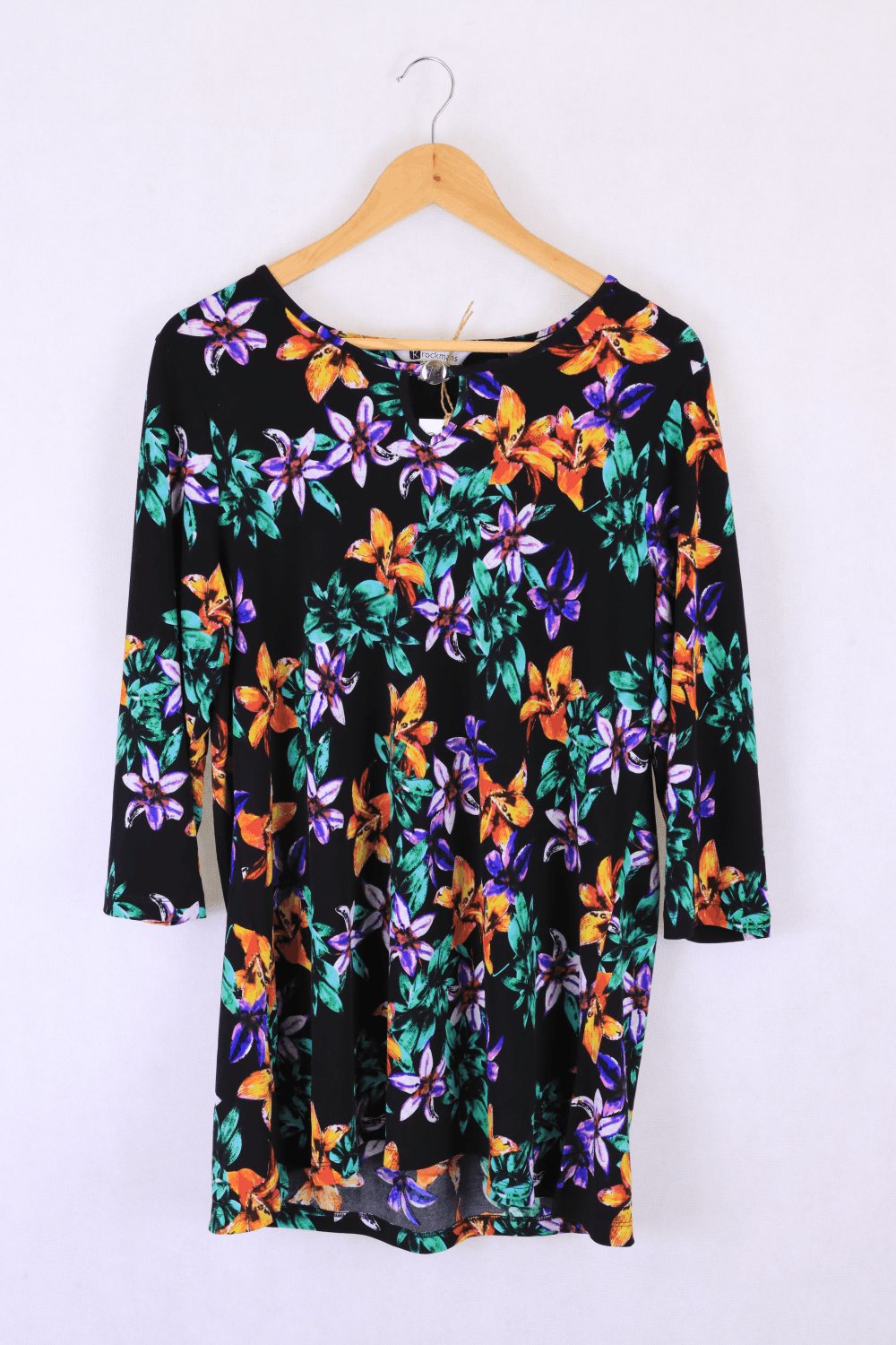 Rockmans Black And Floral Top XL