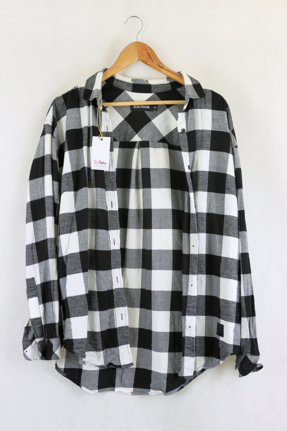 Beau Hudson Black And White Check Long Sleeve Top XS