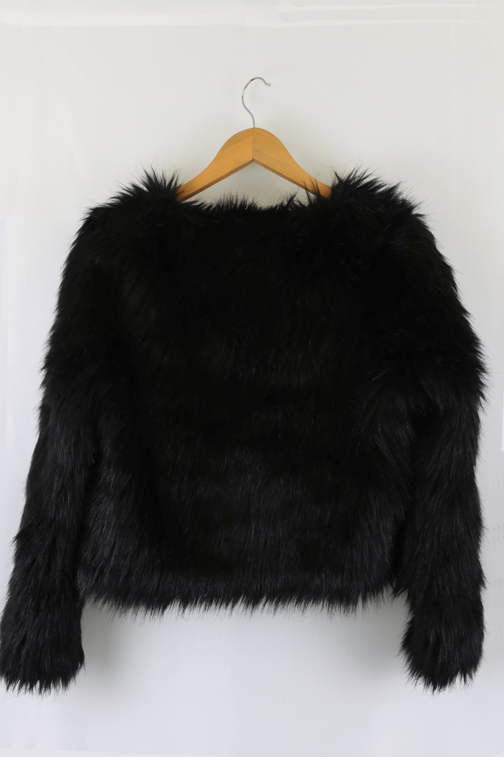 H&M Black Fluffy Faux Fur Jacket S