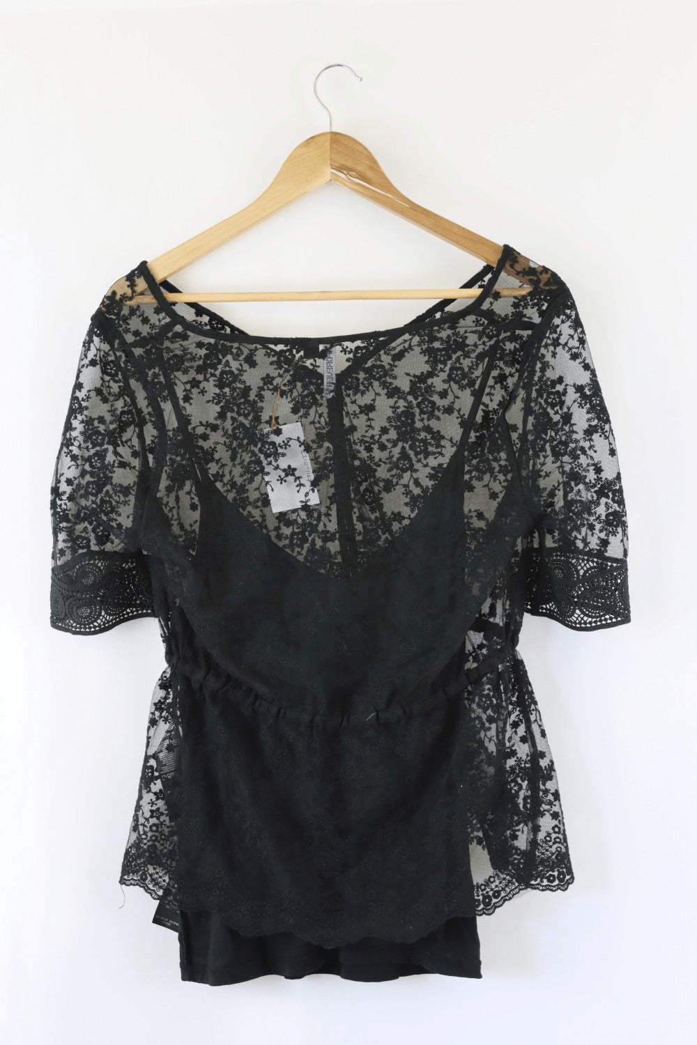 Forever New Black Lace Top S