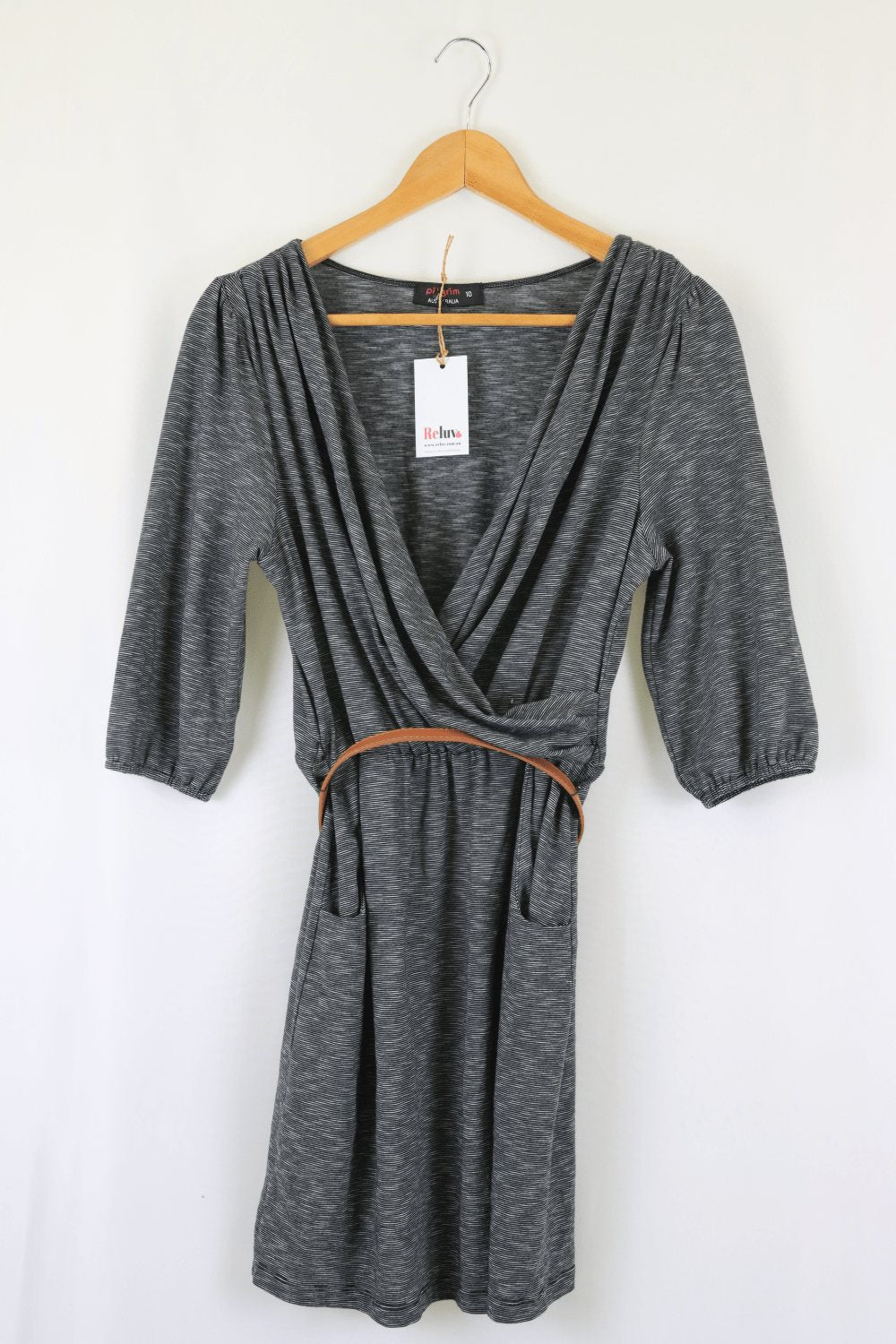 Pilgrim Grey And Black Striped Dress 10