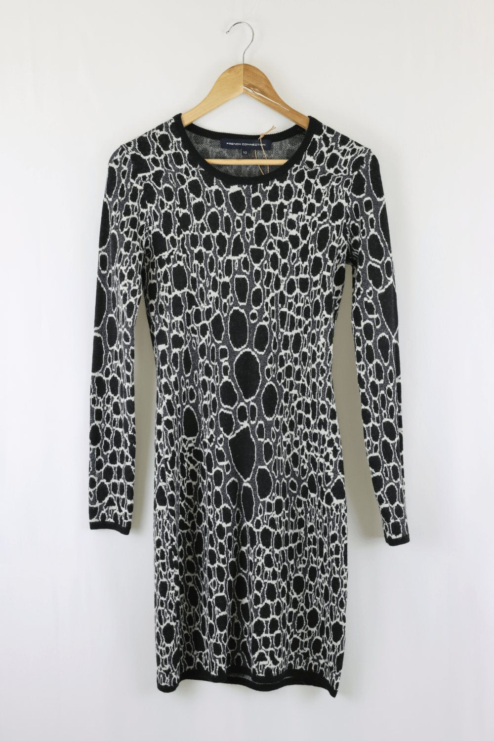 French Connections Black And White Pattern Dress 10