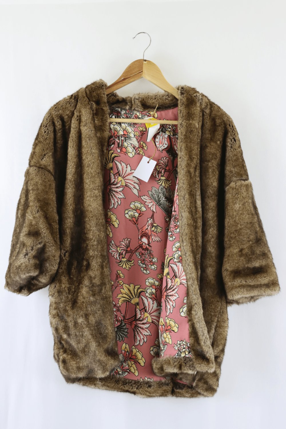 Zara Faux Fur Jacket Brown S/M