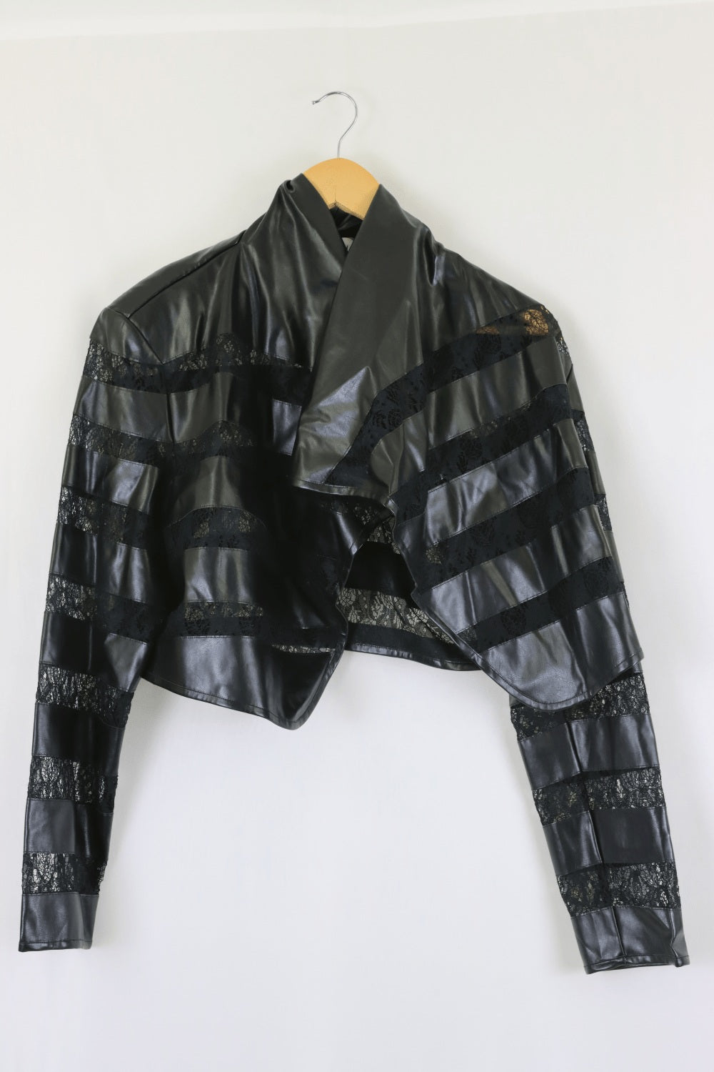 Joseph Ribkoff Faux Leather Jacket With Lace XL