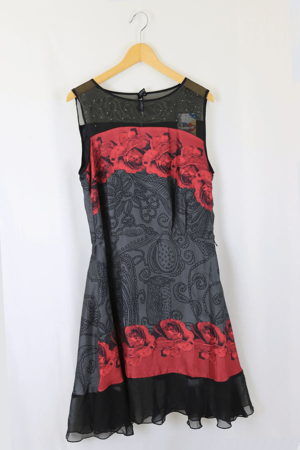 Desigual Grey And Red Dress S - Reluv Clothing Australia